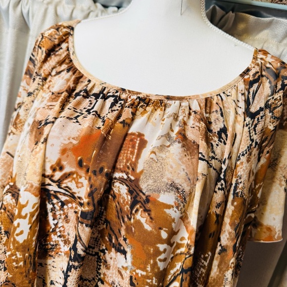 Cato Women's Multi Patterned Layered Blouse - Brown and Tan Size XL - Picture 2 of 9